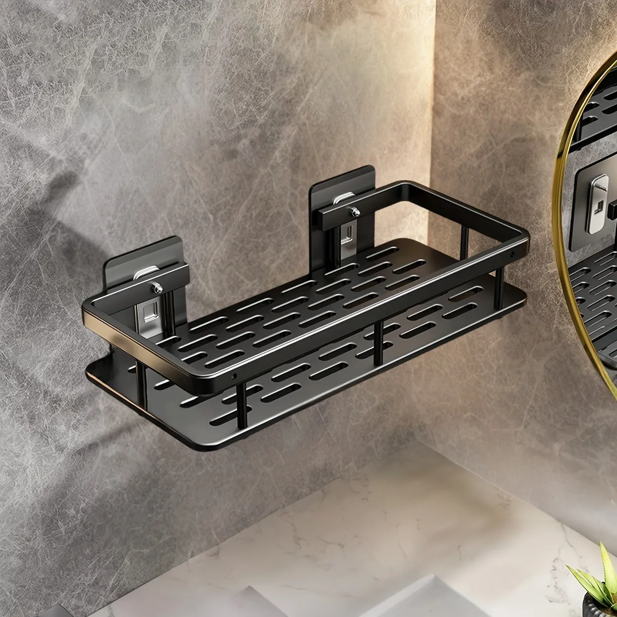 GENERICO - Repisa Organizador De Baño De Aluminio - Negro