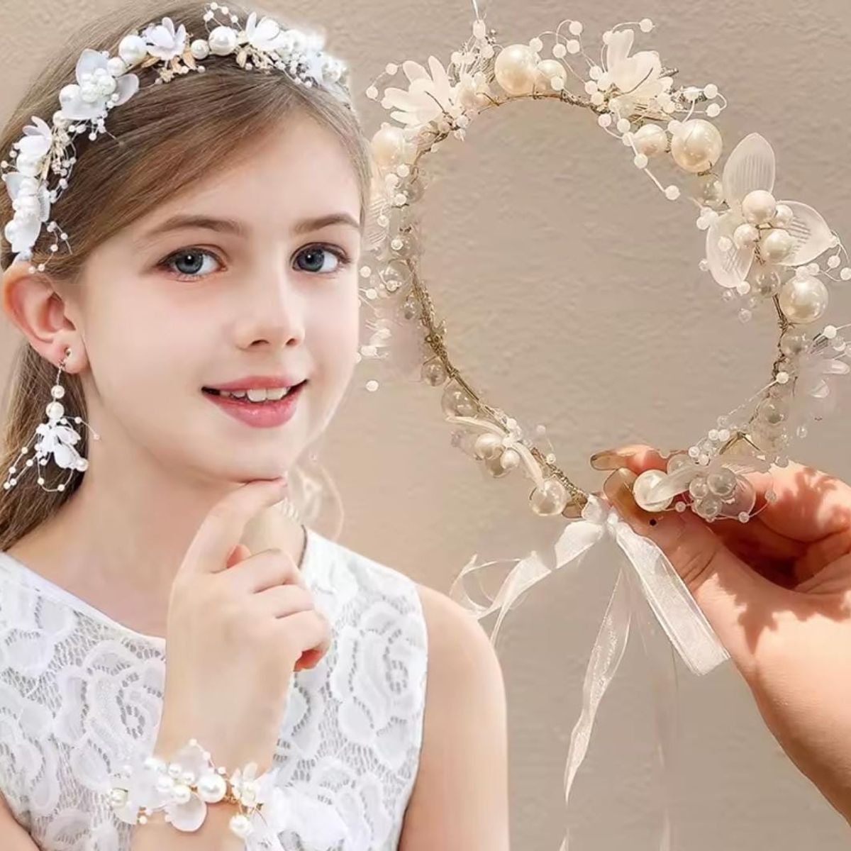 GENERICO - Corona Vincha Primera Comunión Bautizo + pulsera