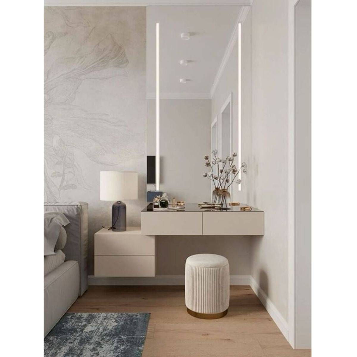 TU MESITA - Tocador con Velador Flotante más Espejo Led Meria Capri TU MESITA