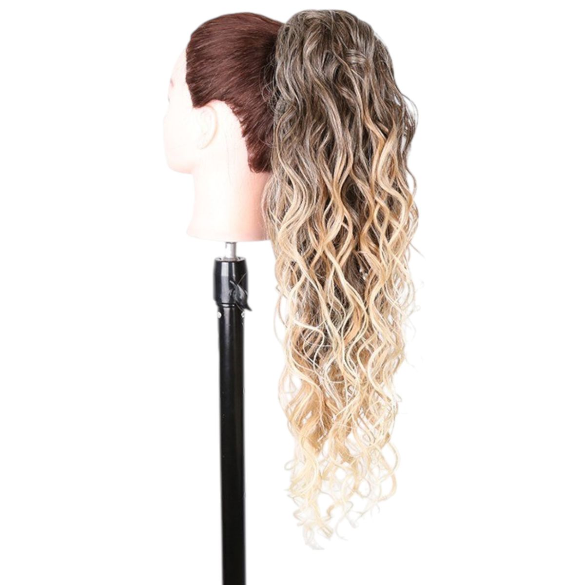 GENERICO - EXTENSIONES DE COLA DE FIBRA FUTURA DIVINA DE 71CM DE LARGO Y 160GR CON 2 CLIP Y LIGA AJUSTABLE - RUBIO CENIZO CLARO DORADO BALAYAGE