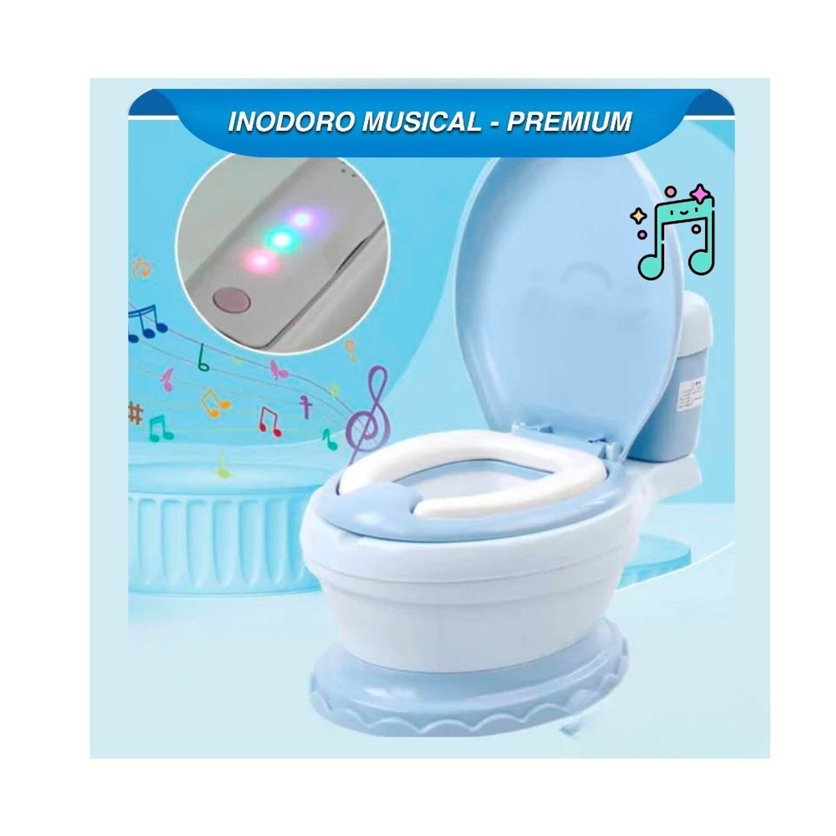 GENERICO - Inodoro Bacin de Entrenamiento Musical para Niños Celeste