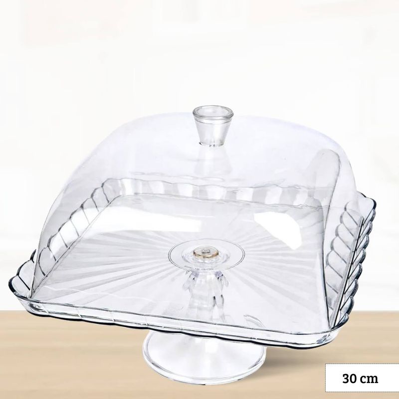 ICHIMATSU - Porta Torta de Acrilica Cuadrada con Tapa 30 cm