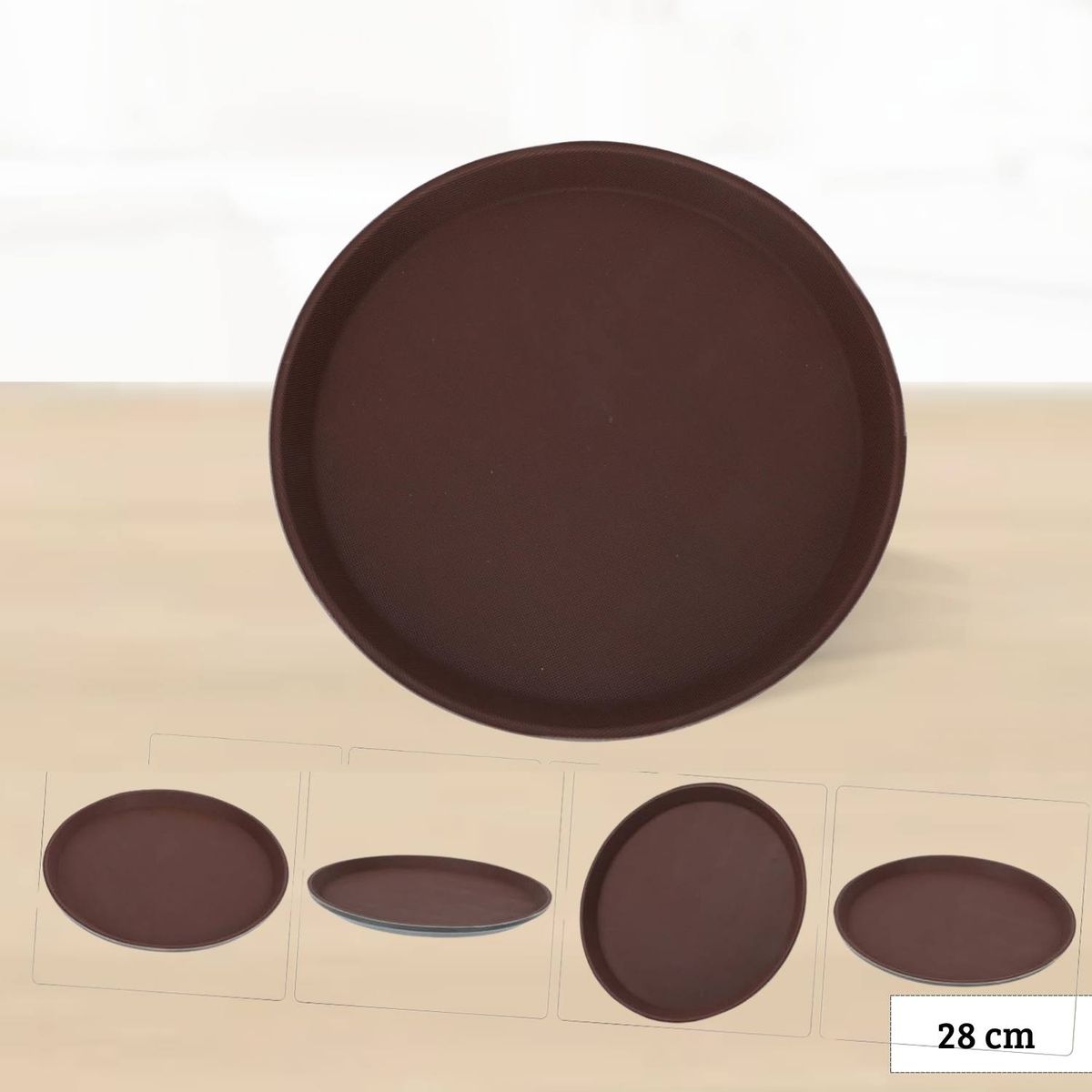 Azafate Antideslizante Redondo 28 cm Marron, marca ICHIMATSU - Foto Principal