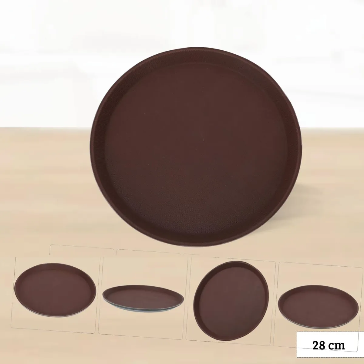 Azafate Antideslizante Redondo 28 cm Marron, marca ICHIMATSU - Foto Principal