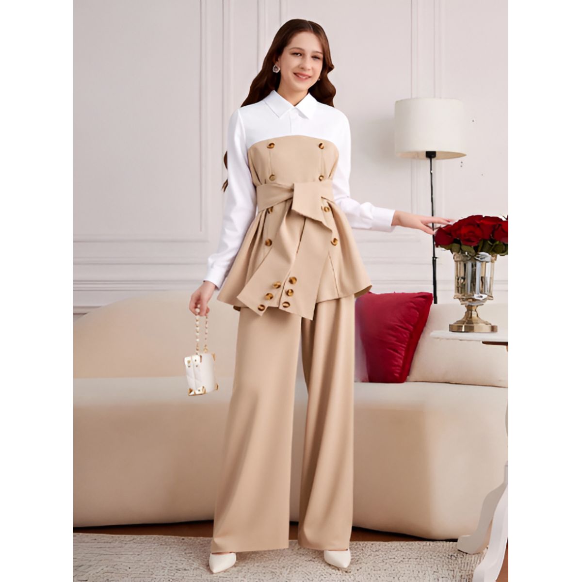 GENERICO - Conjunto de Blusa y Pantalón de Vestir para Mujer