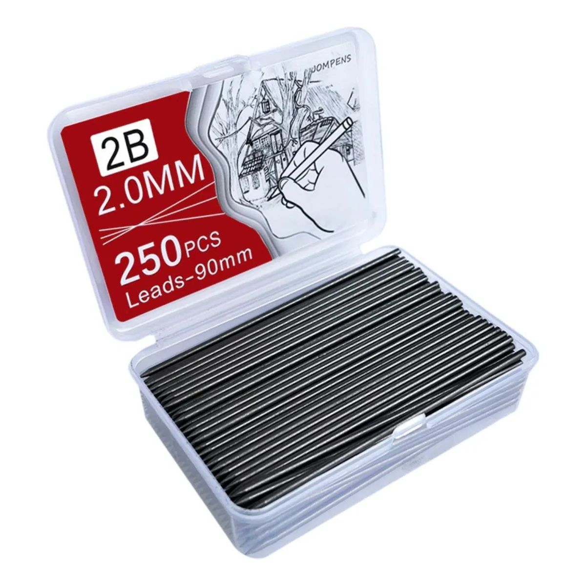 GENERICO - 250 Recambios De Mina Portaminas De 2.0 Mm 2b