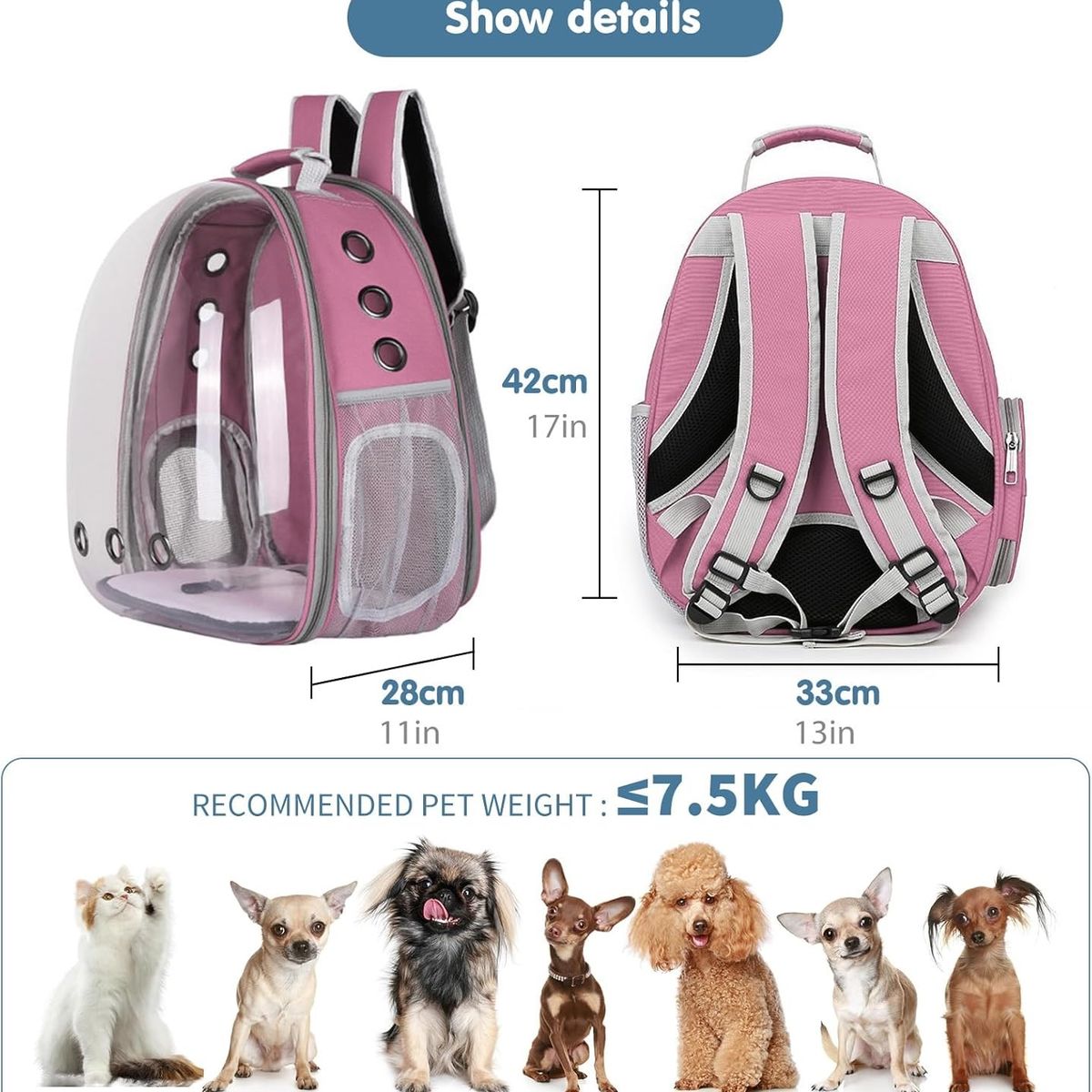 GENERICO - Mochila Portátil para Transportar Gato y Perro Pequeño