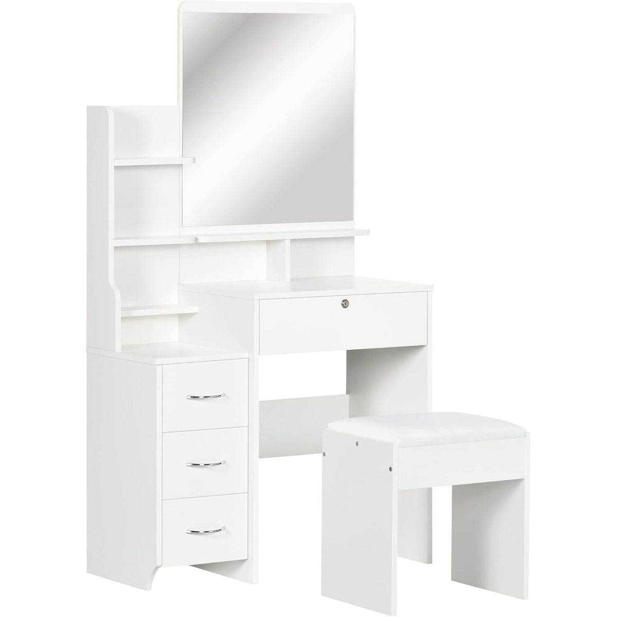 MUEBLES CRISOSTOMO - Tocador Moderno de Melamina Blanco 80cm