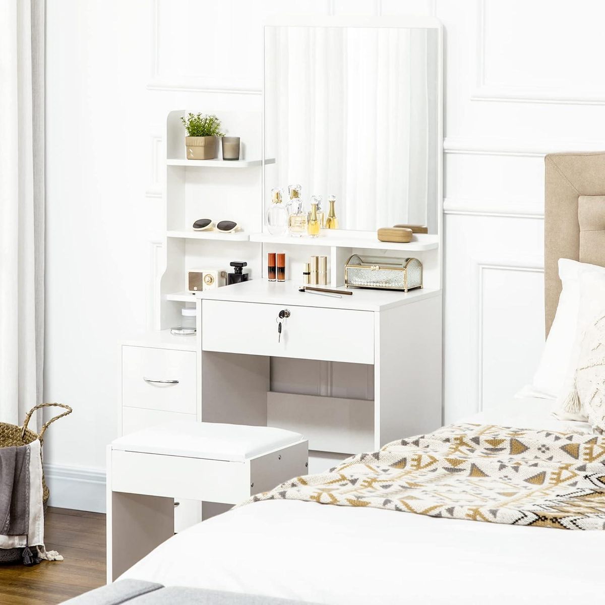 MUEBLES CRISOSTOMO - Tocador Moderno de Melamina Blanco 80cm