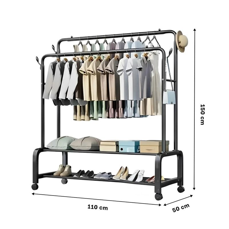 GENERICO - Pack4 Soporte Apilable con Ruedas Negro Y+Papel de Regalo