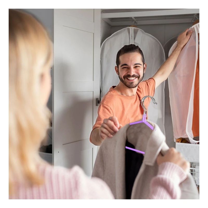 GENERICO - Pack4 Set de Ropa de Alambre en Lila Y+Papel de Regalo