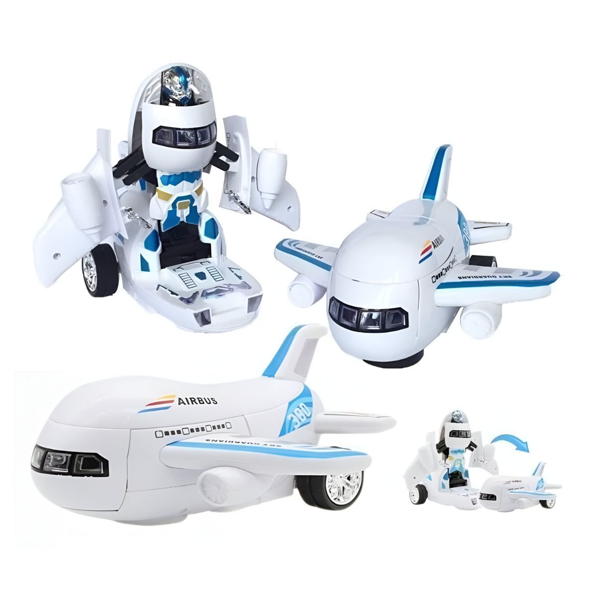 GENERICO - Juguete Avion Robot Transformable 2 En 1 Con Sonido Y Luces