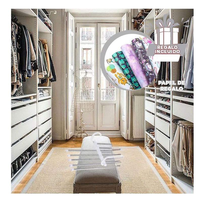 GENERICO - Perchas 5 en 1 y Durable Color Blanco Y+Papel de Regalo