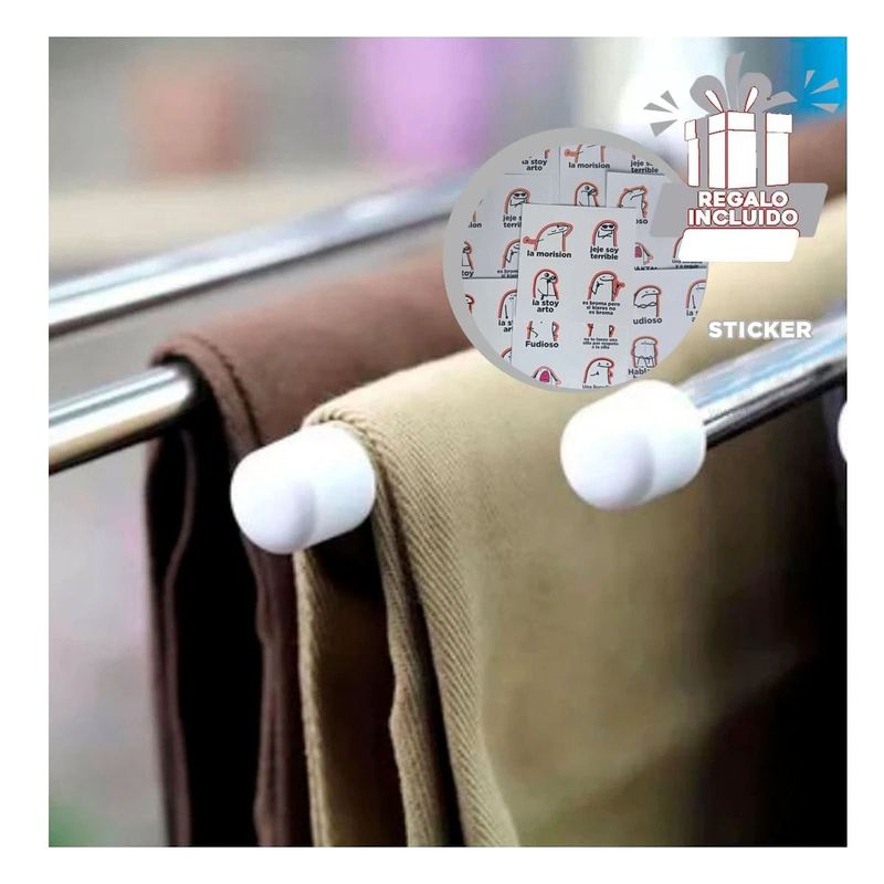 GENERICO - Perchas de Hogar Ajustables en Tono Blanco Y+Regalo Stickers
