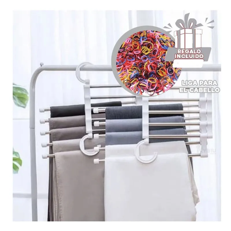 GENERICO - Colgador Ideal para Pantalones en Blanco Y+Ligas de Regalo