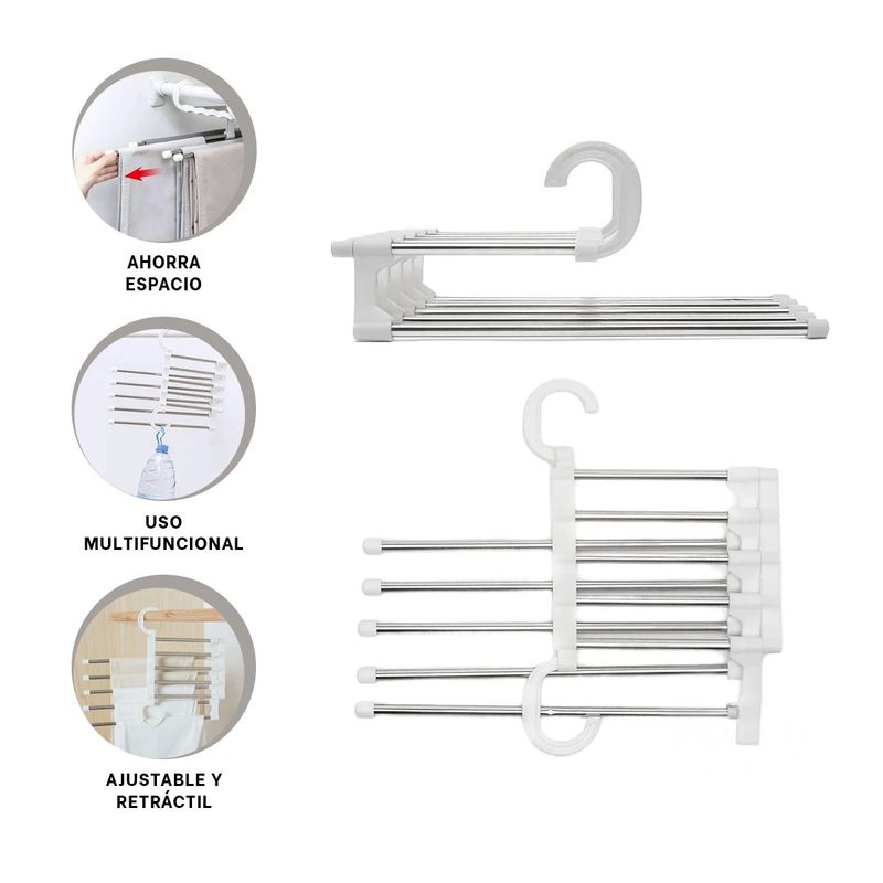 GENERICO - Pack2 Perchas de Hogar Ajustables Blanco Y+Regalo Stickers