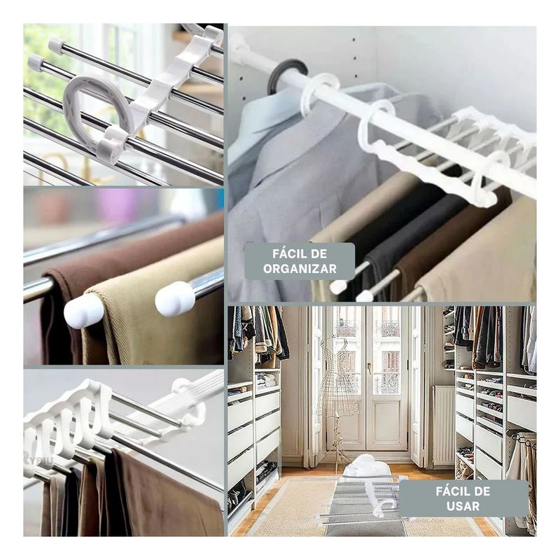 GENERICO - Pack4 Perchas 5 en 1 y Durable en Blanco Y+Regalo Stickers