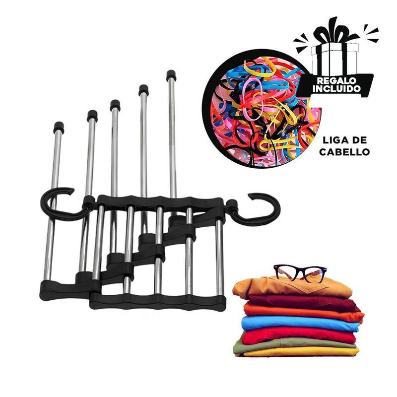 GENERICO - Colgador Ideal para Pantalones en Negro Y+Ligas de Regalo