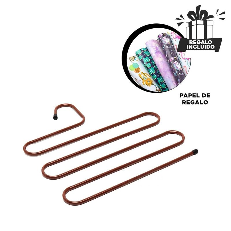 GENERICO - Pack6 Gancho de Lavanderia de Color Marron Y+Papel de Regalo