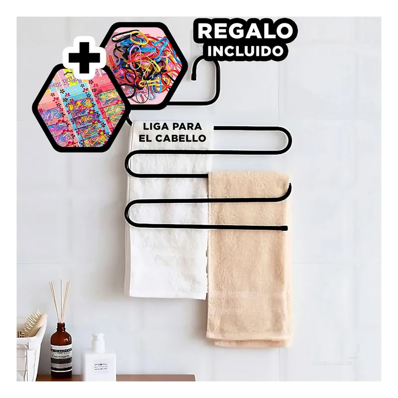 GENERICO - Colgador para Secado de Ropa en Tono Negro Y+Ligas de Regalo