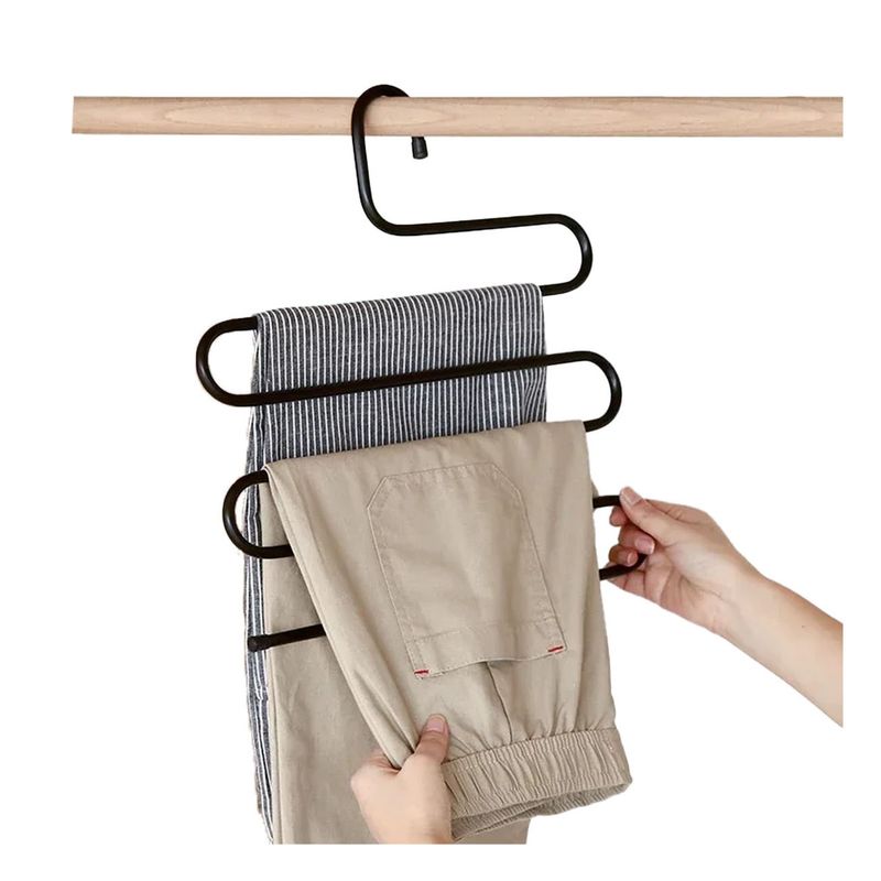 GENERICO - Pack2 Perchero Tipo S de Pantalones Negro Y+Papel de Regalo