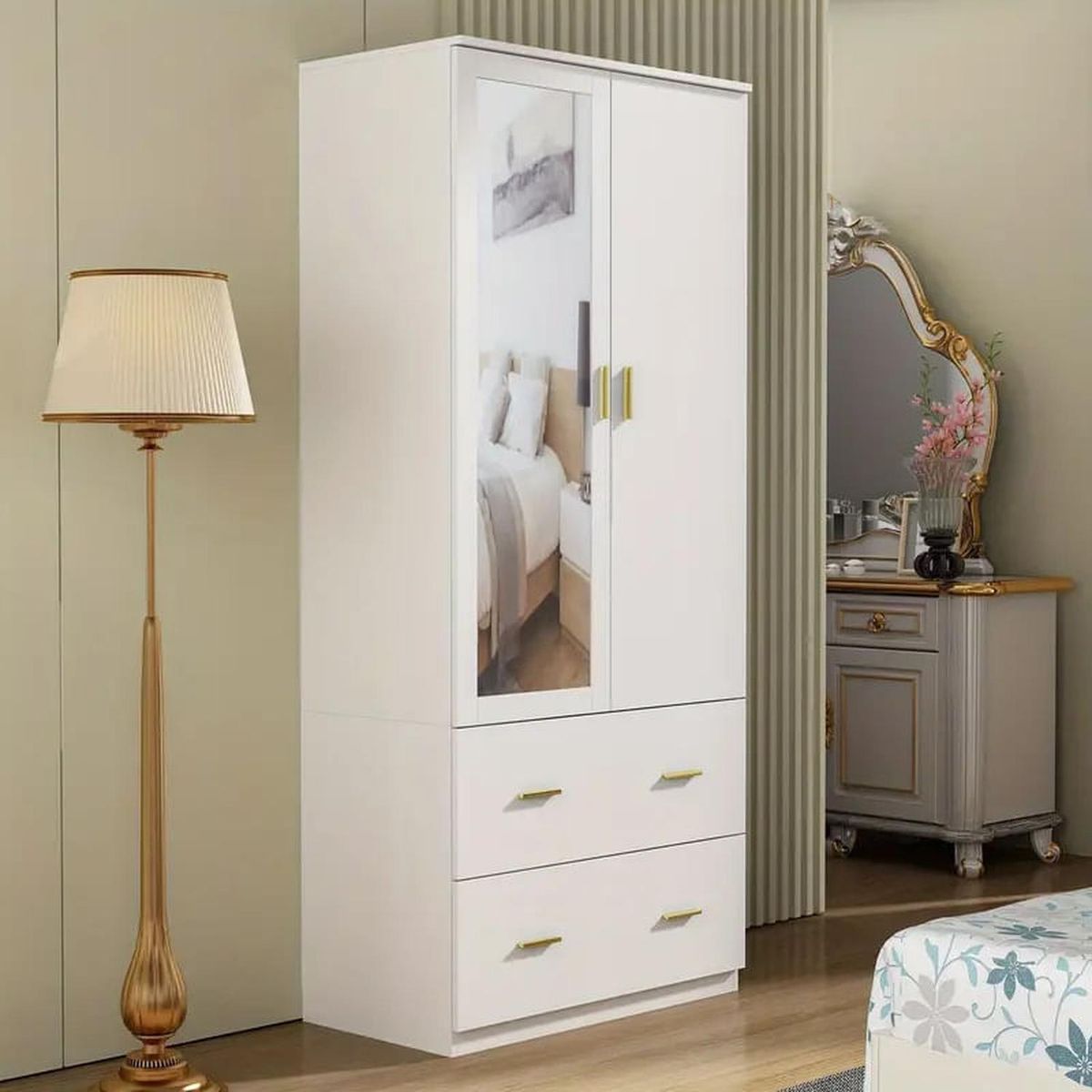 Ropero de Melamina con Espejo Blanco 80cm, marca MUEBLES CRISOSTOMO - Foto 2