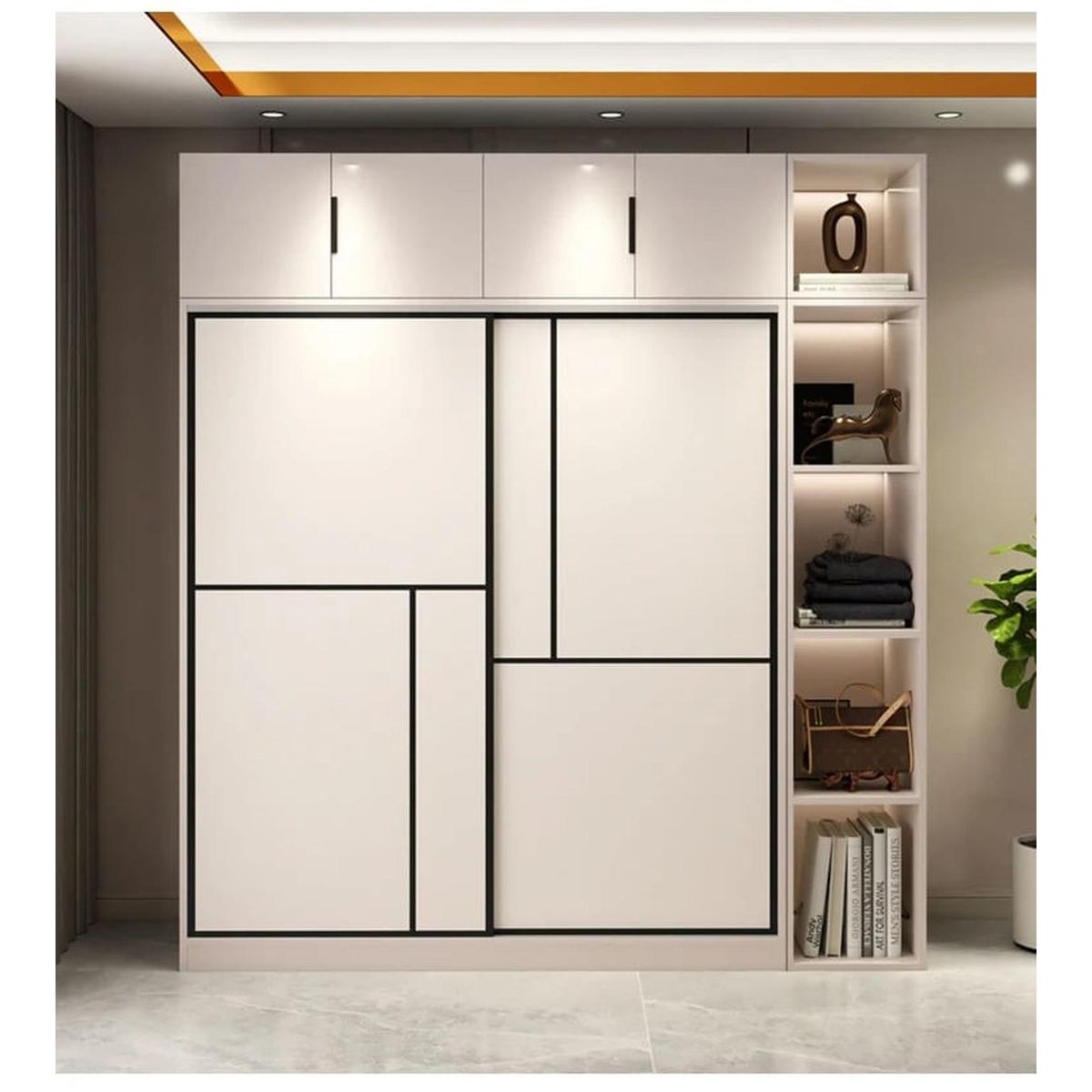 MUEBLES CRISOSTOMO - Ropero de Melamina con Luces LED Blanco 180cm