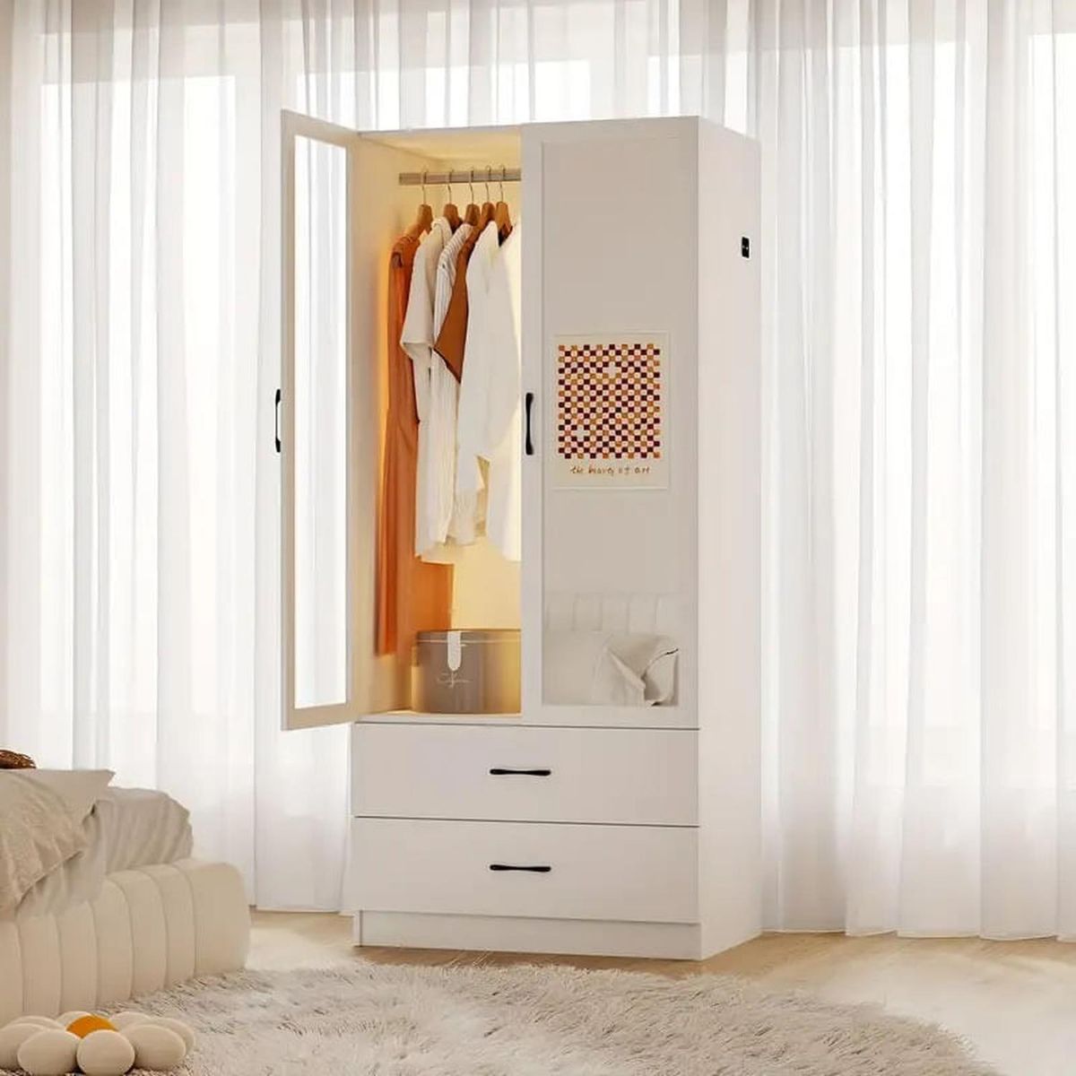 Ropero con Luces y Espejo Blanco 80cm, marca MUEBLES CRISOSTOMO - Foto Principal