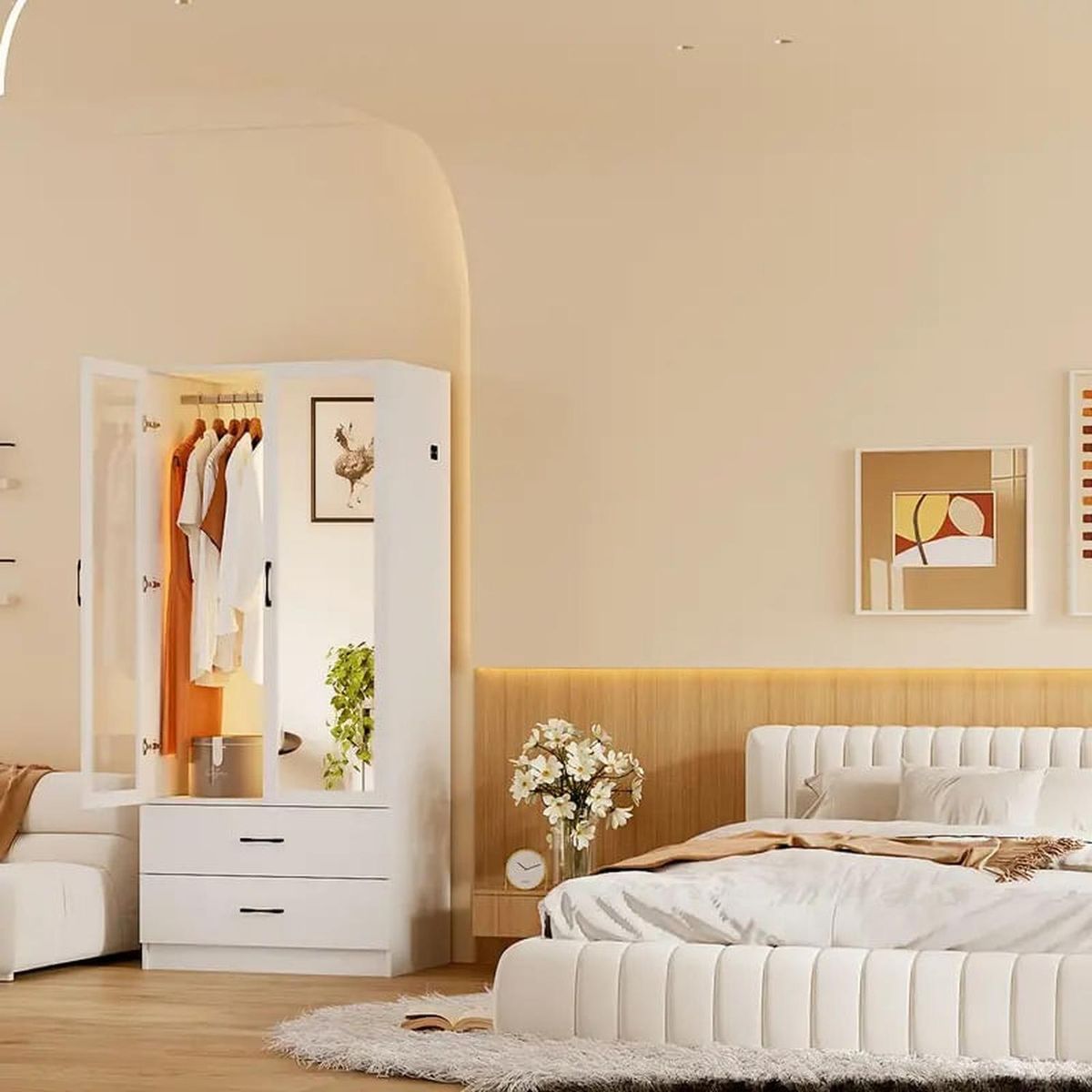 Ropero con Luces y Espejo Blanco 80cm, marca MUEBLES CRISOSTOMO - Foto 2