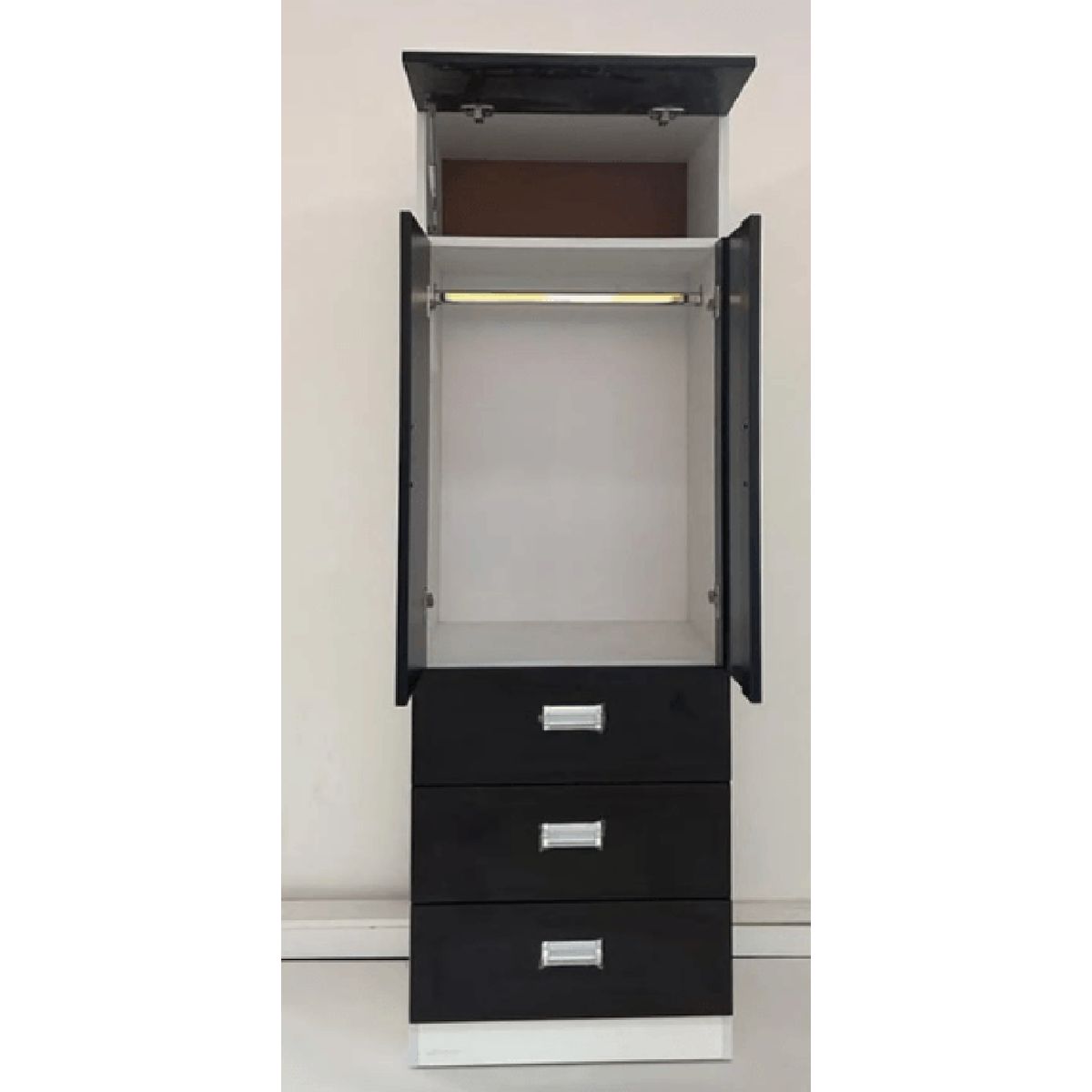 MUEBLES CRISOSTOMO - Ropero de Melamina 2 Puertas Negro 60cm