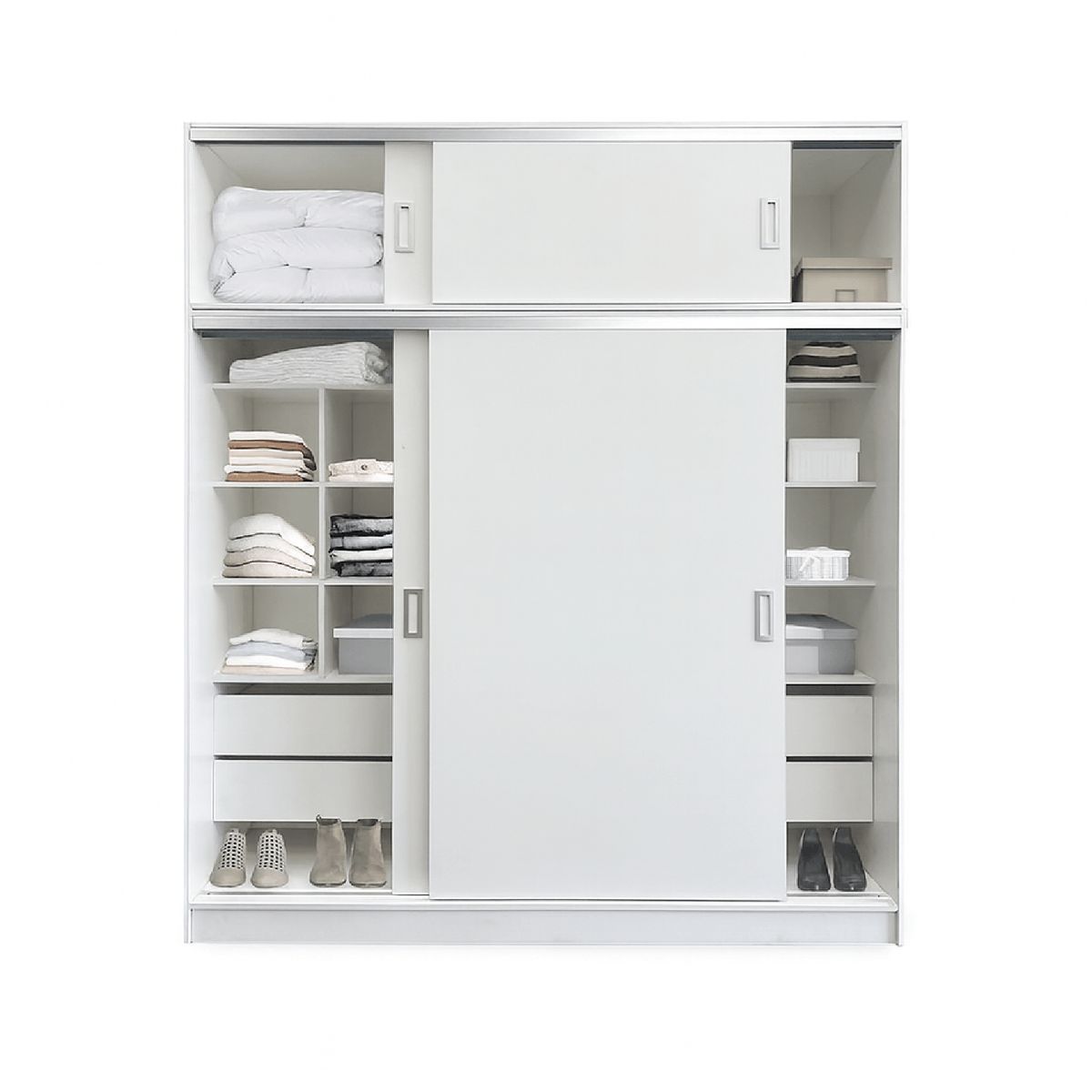 MUEBLES CRISOSTOMO - Ropero de Melamina Moderno Blanco 200cm
