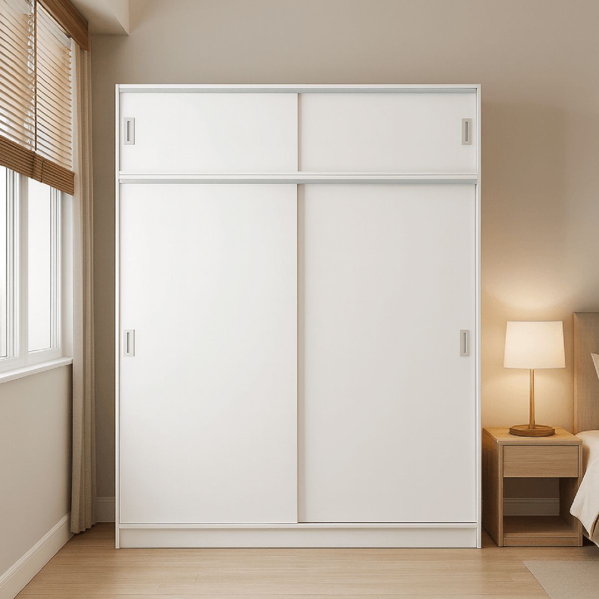 MUEBLES CRISOSTOMO - Ropero de Melamina Moderno Blanco 200cm