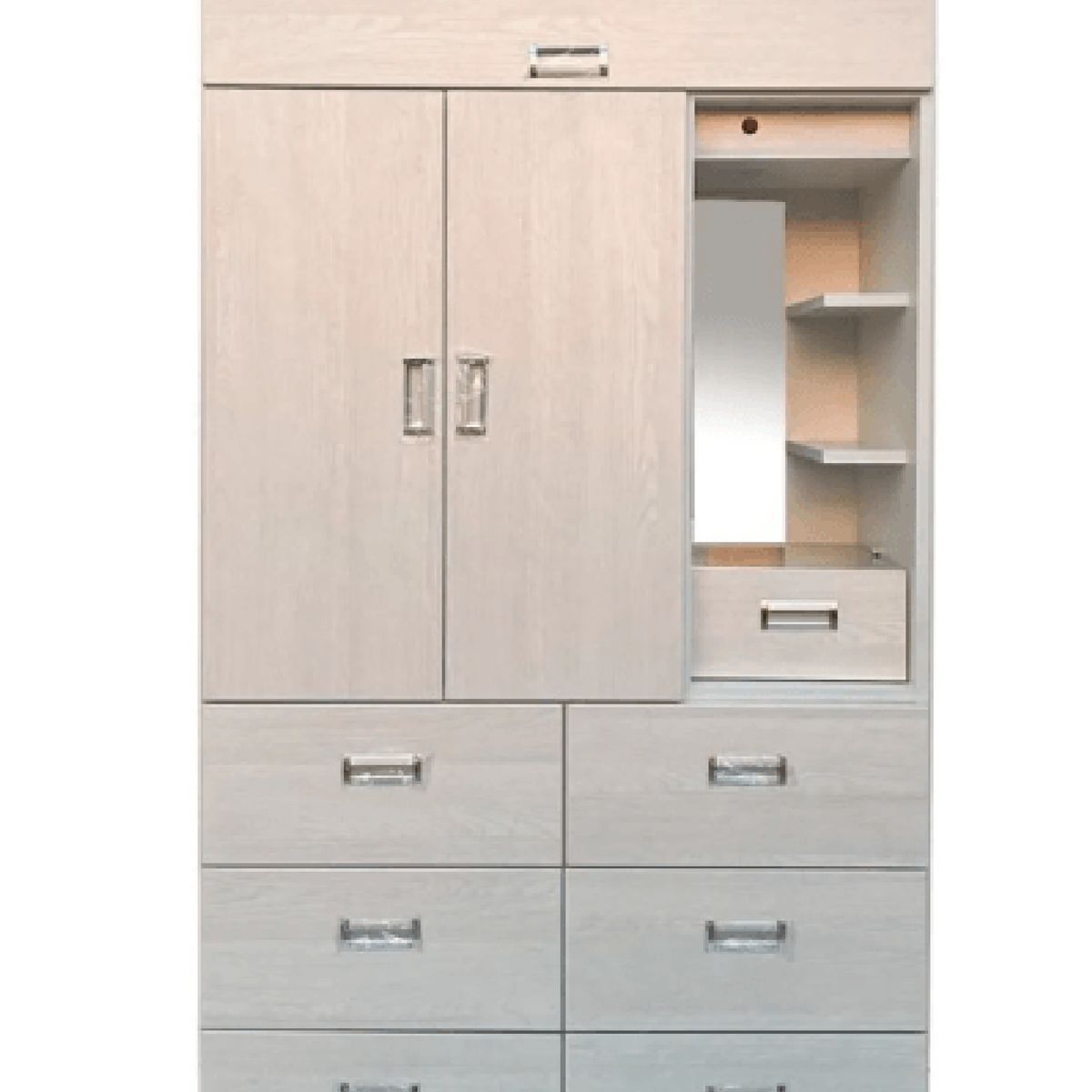 MUEBLES CRISOSTOMO - Ropero de Melamina 3 Puertas con Espejo Malva