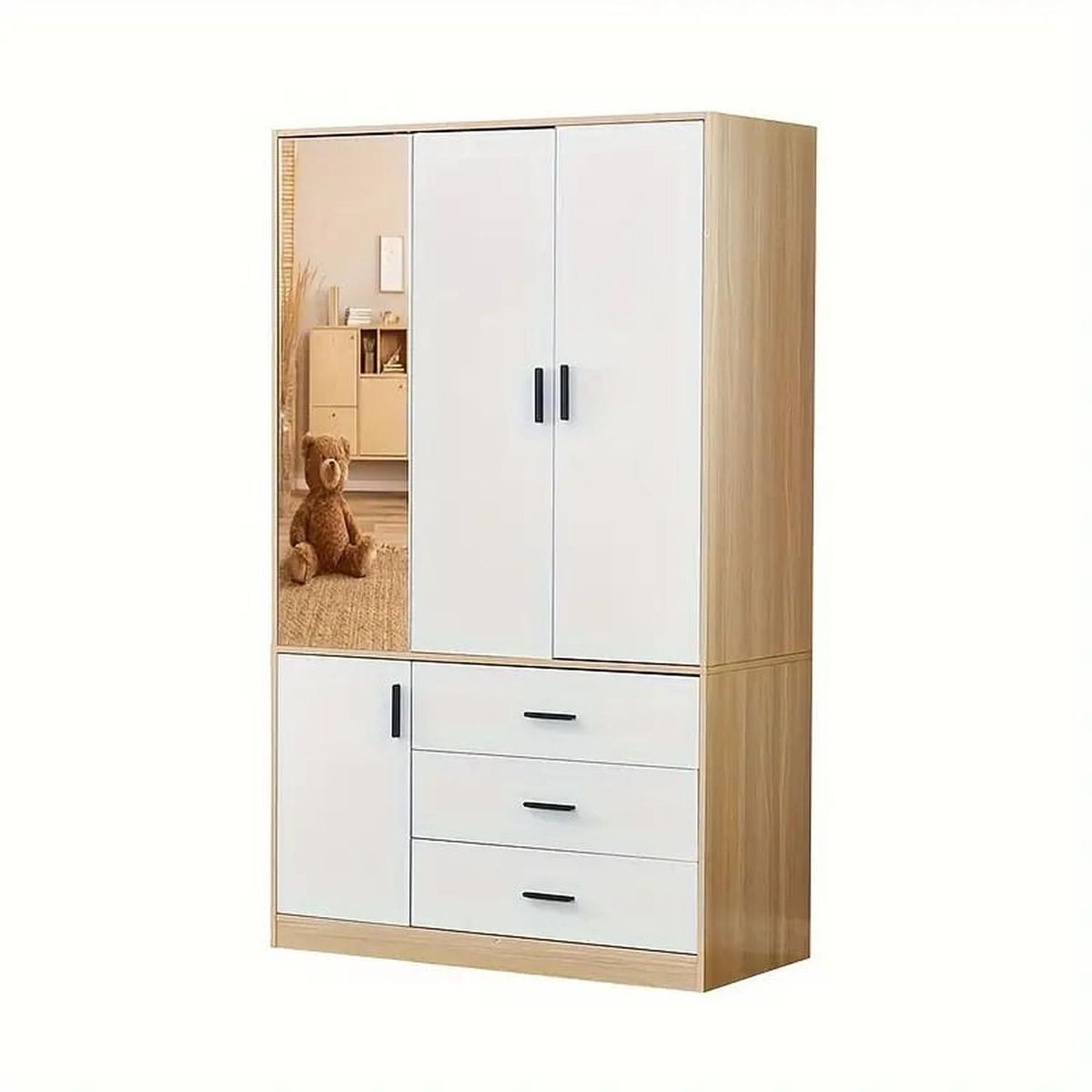 MUEBLES CRISOSTOMO - Ropero de Melamina con Espejo Malva 108cm