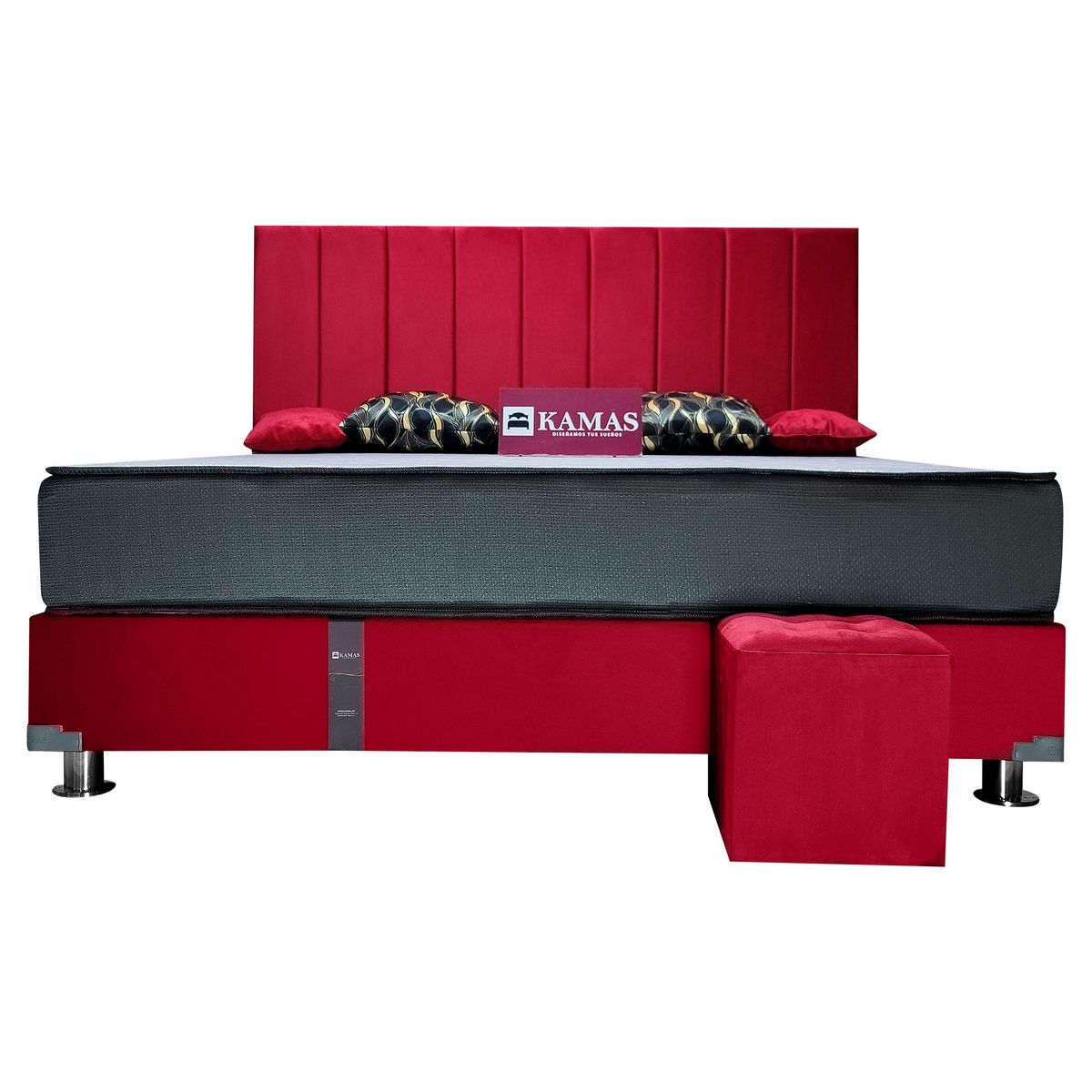 KAMAS - DORMITORIO KAMAS KING SARKI + CABECERA AÉREA LINEAL 1 - ROJO