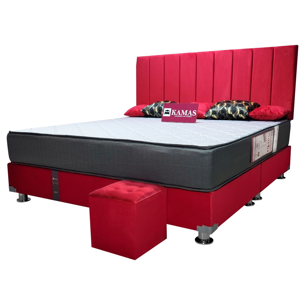 KAMAS - DORMITORIO KAMAS KING SARKI + CABECERA AÉREA LINEAL 1 - ROJO