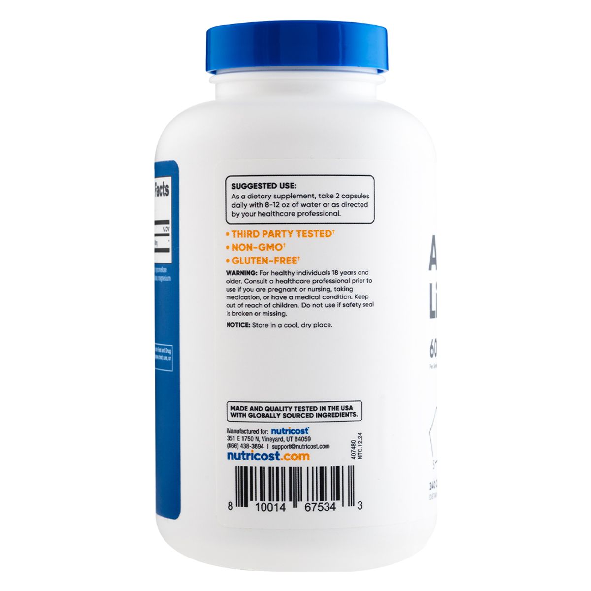 NUTRICOST - Ácido Alfa Lipoico - 240 Cápsulas