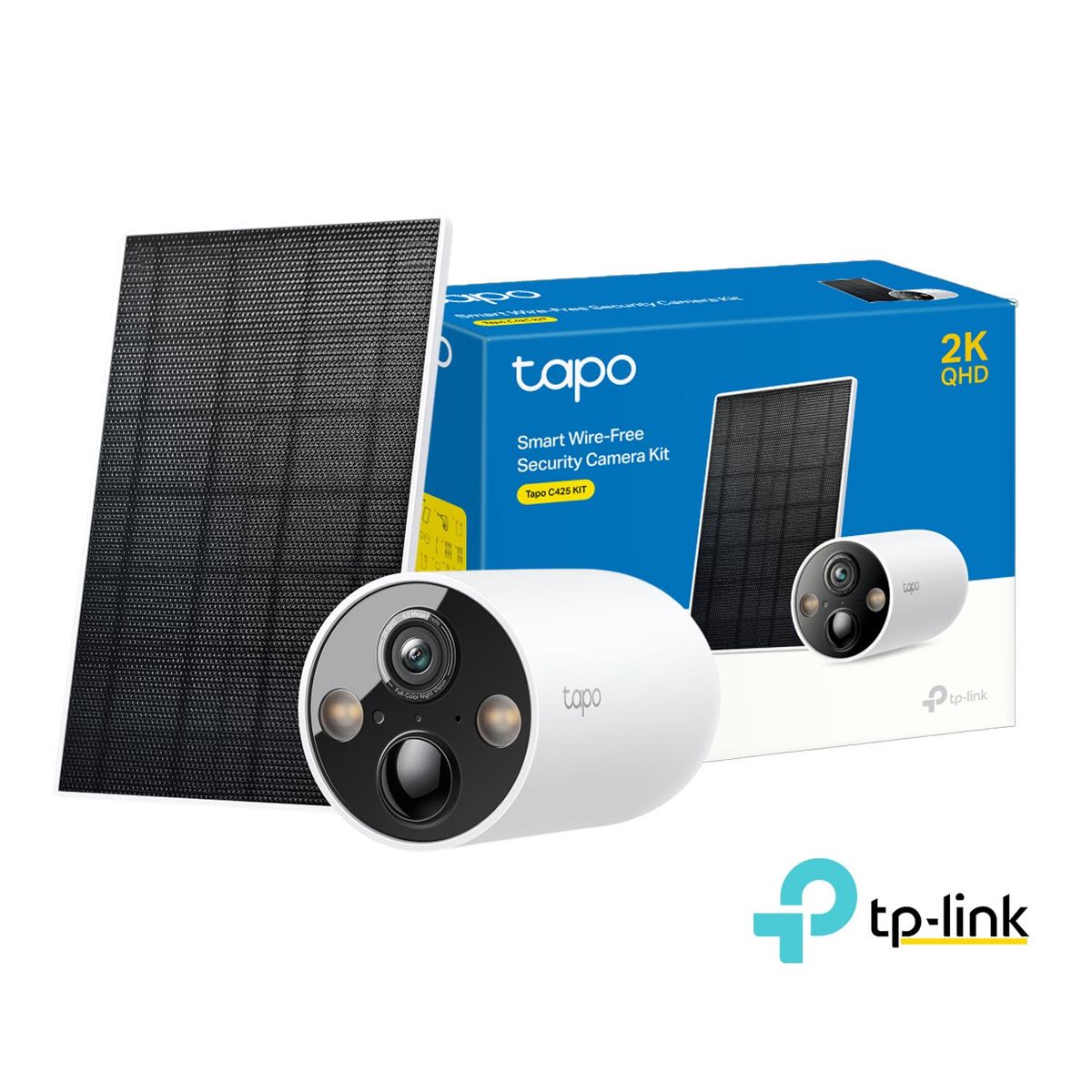 TP LINK - Tapo C425 KIT 4MP Cámara Audio 2 vías Detección IA Batería Panel