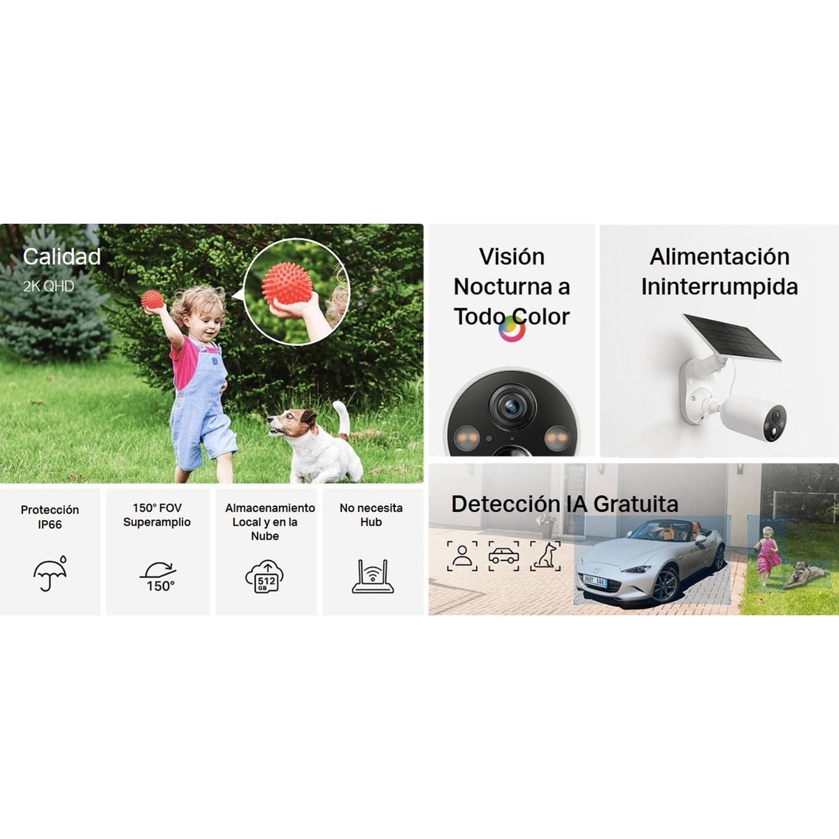 TP LINK - Tapo C425 KIT 4MP Cámara Audio 2 vías Detección IA Batería Panel