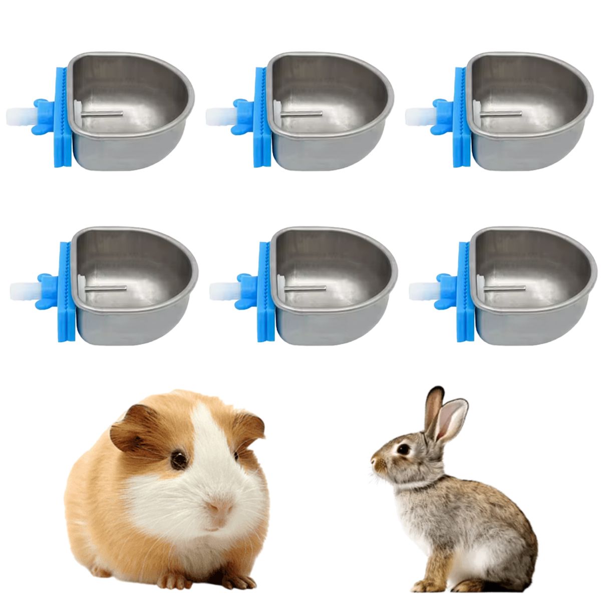 GENERICO - PACK X6 BEBEDERO TIPO COPA PARA CONEJO CUY ACERO INOX