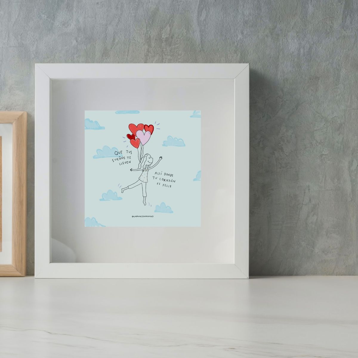 UN PAN CON MANGO - Cuadro “Donde tu corazón es feliz” UN PAN CON MANGO 26cm x 26cm