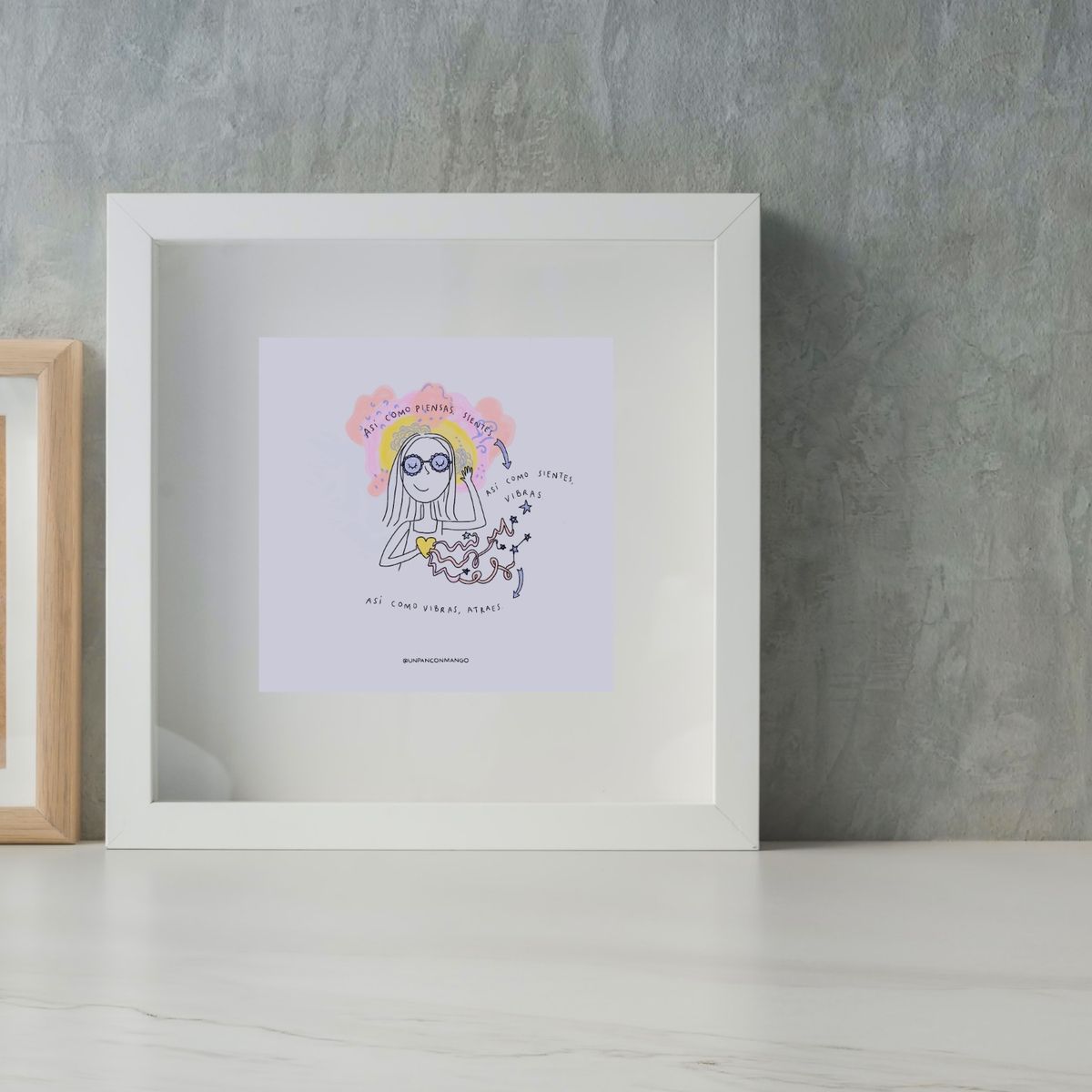 UN PAN CON MANGO - Cuadro “Así como vibras atraes” UN PAN CON MANGO 26cm x 26cm