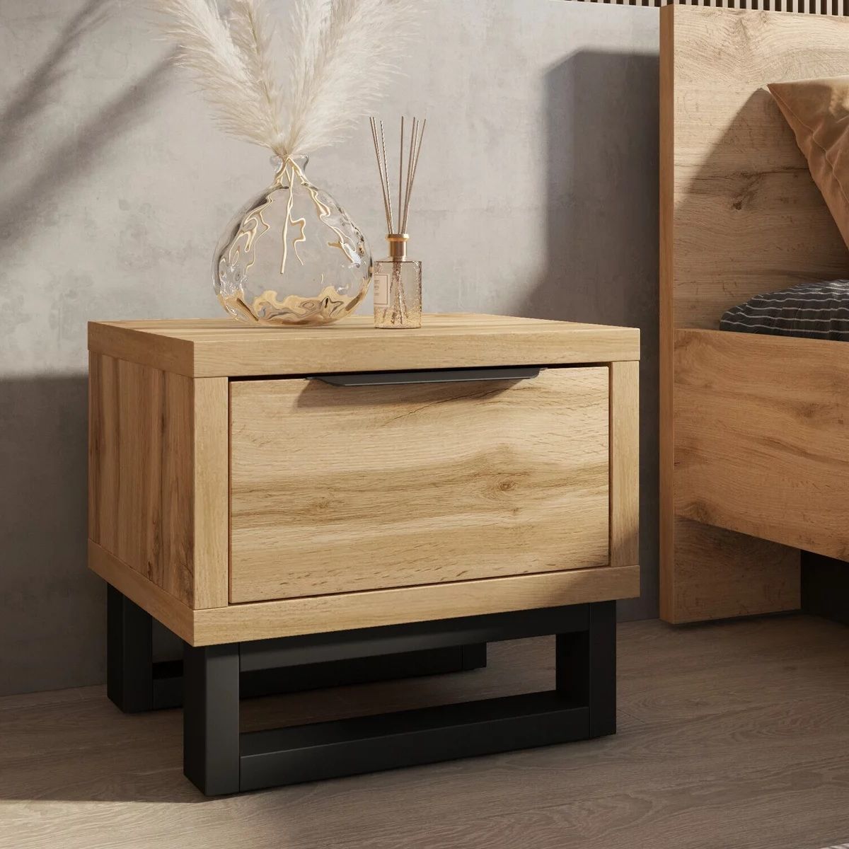 STARHOME - Velador Moderno Starhome Better Roble y Negro