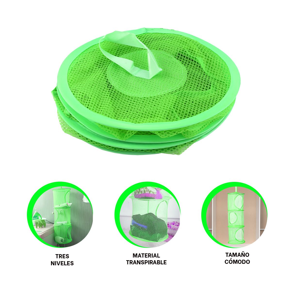 GENERICO - Pack6 Almacenador Vertical con 3 Secciones en Color Verde