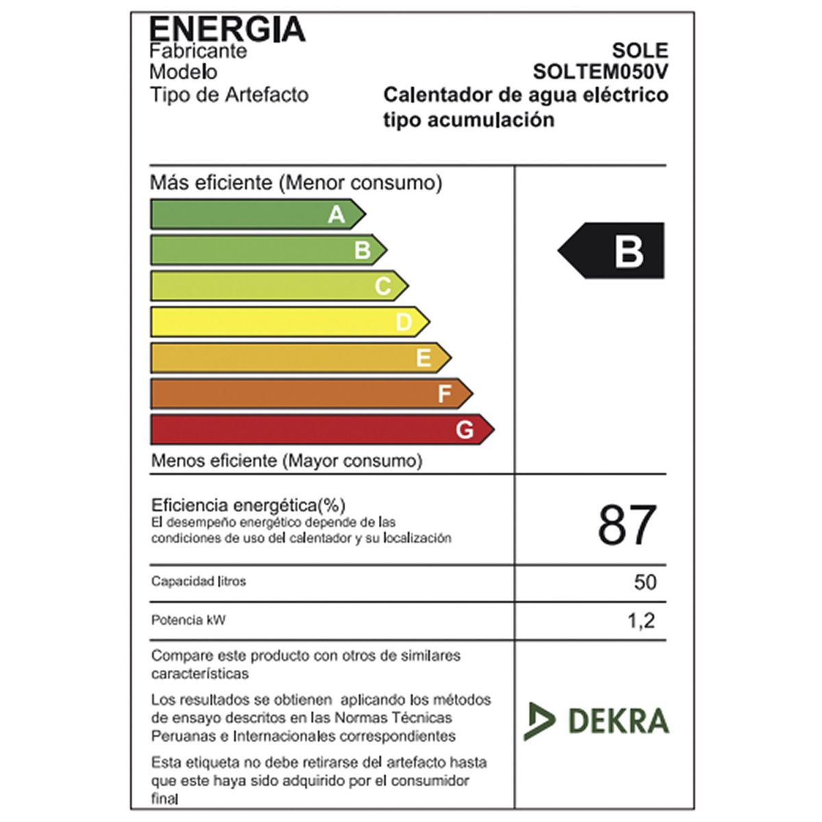 Sole - Terma Eléctrica con Timer 50 Lt