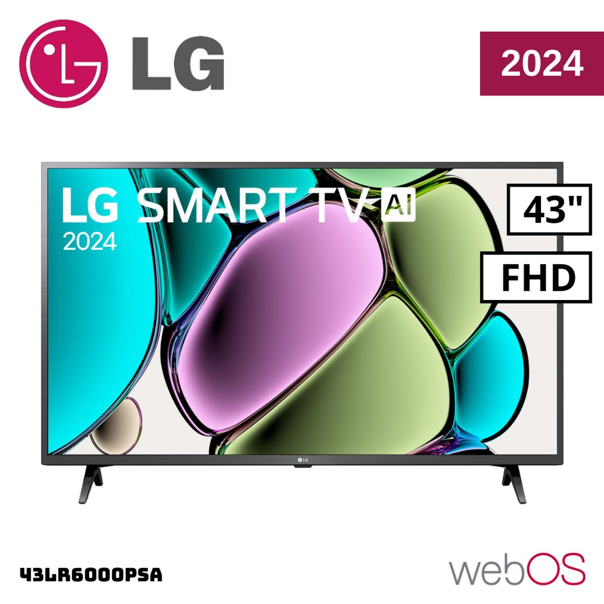 LG - TELEVISOR LG 43 SMART TV THINQ AI WEBOS HUB FHD LED 2024 - 43LR6000PSA + RACK FIJO