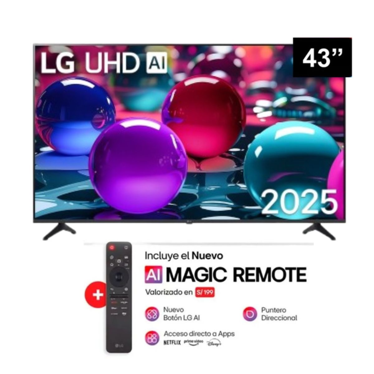 LG - Televisor LG 43" UHD AI 4K Smart TV 43UA7300 + Control Magic 2025