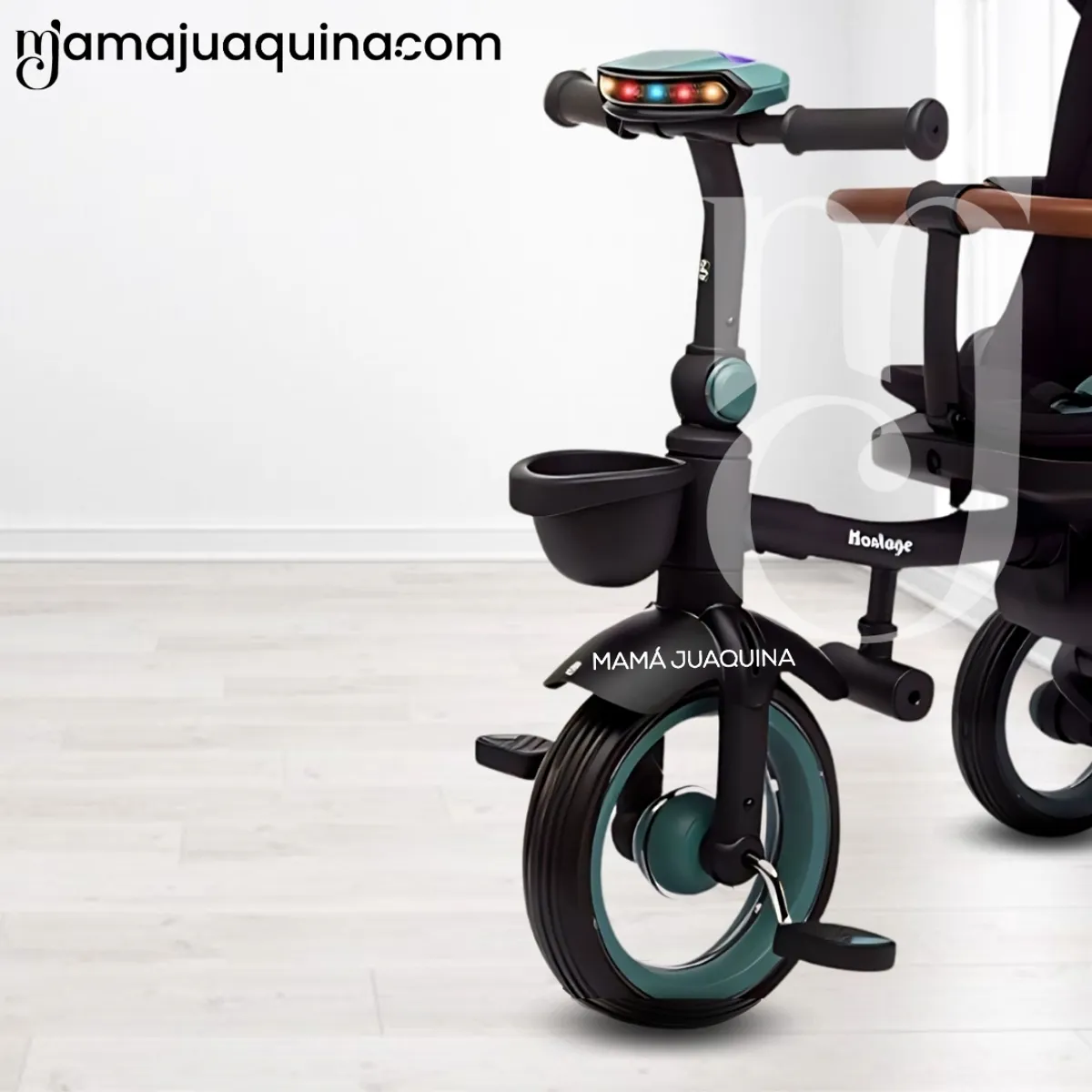 BABY - Triciclo Guiador Plegable «FOLDING» con Bluetooth Green