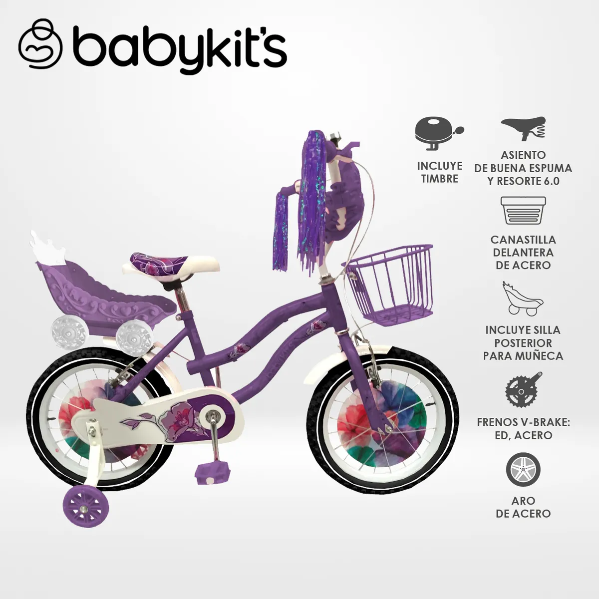 BABY KITS - Bicicleta BK Bike Girls aro 16 Morado