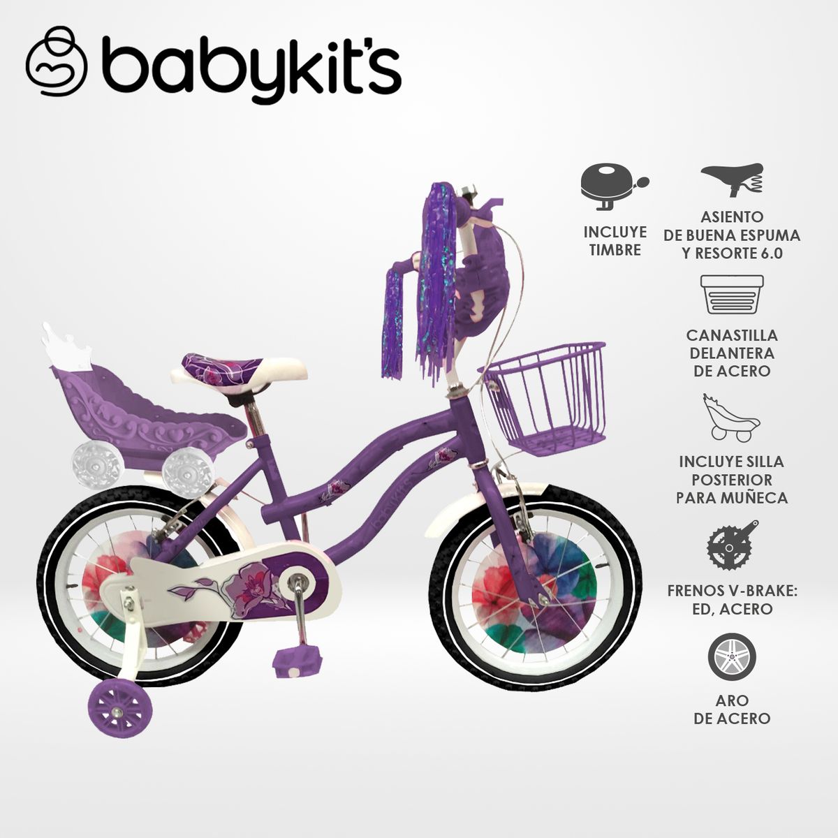 BABY KITS - Bicicleta BK Bike Girls aro 16 Morado